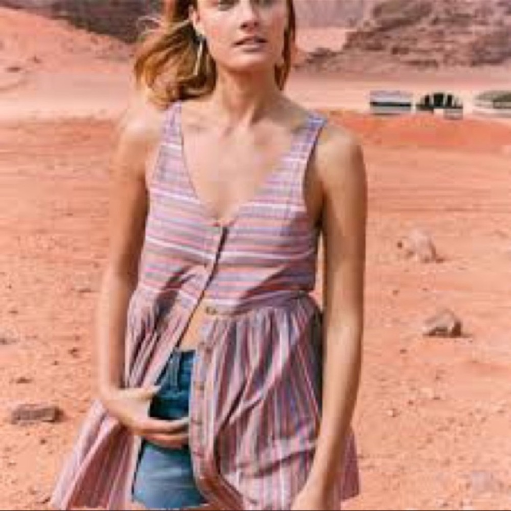 Madewell Scoopneck Tank Dress in Rainbow Stripe